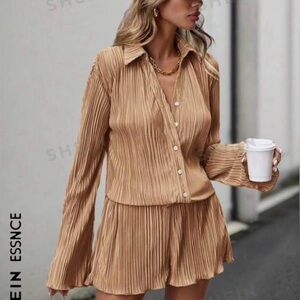 Matching Pleated Set shein